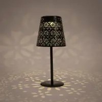 Anna's Collection Solar tafellamp metaal mat zwart 28 x 12 cm - afbeelding 3