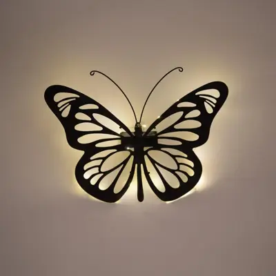 Anna's Collection Solar vlinder 25 x 34,5 x 5 cm - Zwart - afbeelding 3
