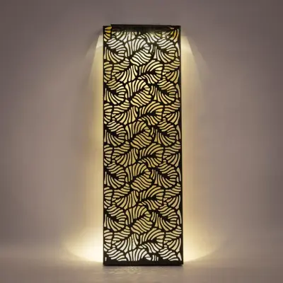 Anna's Collection Solar wand-deco metaal blad zwart 20 cm x 61,5 cm  - afbeelding 2