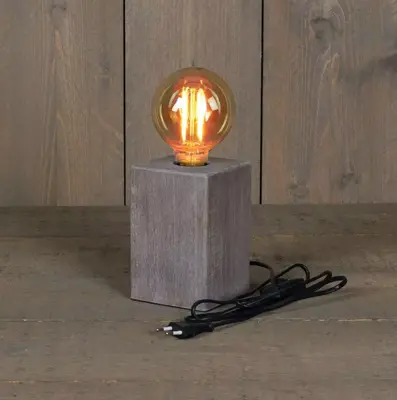 Anna's Collection Tafellamp hout vierkant l10h15cm/e27