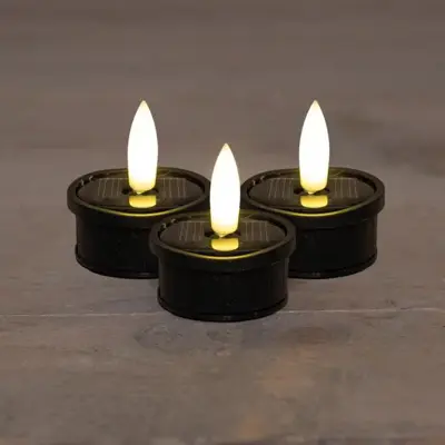 Anna's Collection Theelicht solar 3d lont set van 3 zwart 2,3 cm x 3,7 cm