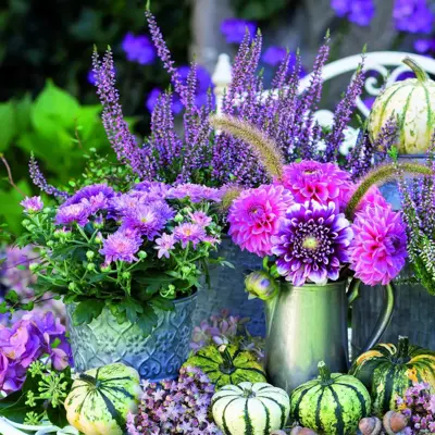 Anna's Collection tuinschilderij bloemen paars 58x58cm multi