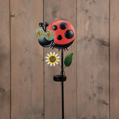 Anna's Collection tuinsteker lieveheersbeestje solar 17x10x75cm multi - afbeelding 1