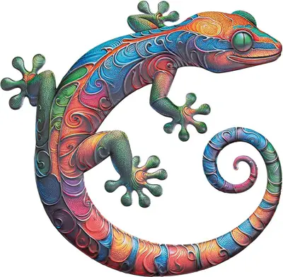 Anna's Collection wanddecoratie metaal gecko 40x41.5cm multi - afbeelding 1