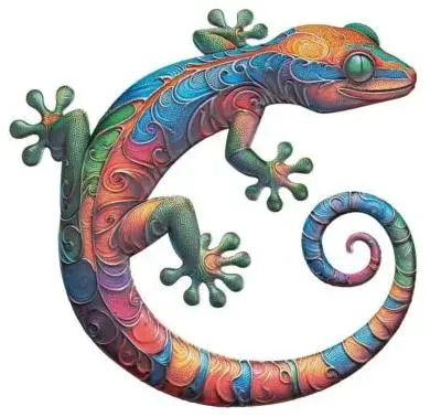 Anna's Collection wanddecoratie metaal gecko 40x41.5cm multi - afbeelding 2