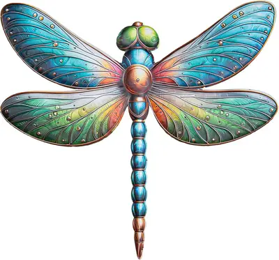 Anna's Collection wanddecoratie metaal libelle 37.5x42.5cm multi