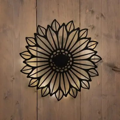 Anna's Collection Zonnebloem solar metaal 38 x 5.5 x 38 cm zwart