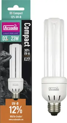 Arcadia D3+ compact lamp 23W E27 12% UV-B