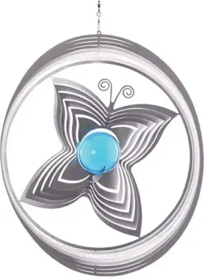 Art bizniZ windspinner rvs vlinder 20cm zilver