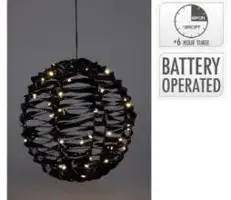 Bal 25cm 40 led shiny zwart - afbeelding 1