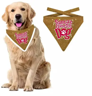 Bandana xmas favorite dog glitter gold l - afbeelding 2