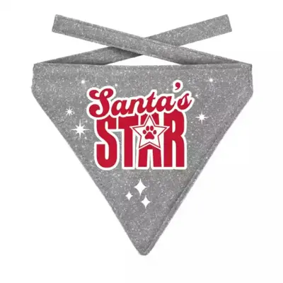 Bandana xmas santa's star dog silver s - afbeelding 1