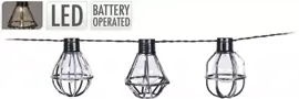Batterij kerstverlichting LED snoer 10 lampjes warm wit 1,8 meter