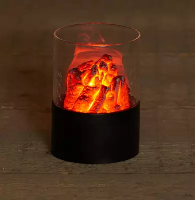 Batterij verlicht glas met vlam 7,5x11 cm - afbeelding 1