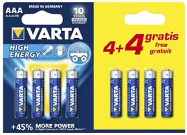 Batterijen Varta high energy AAA  4+4 gratis - afbeelding 1