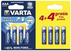 Batterijen Varta high energy AAA  4+4 gratis