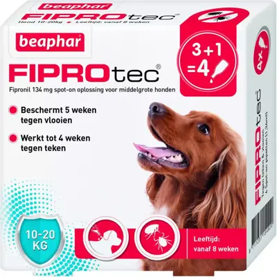 Beaphar FIPROtec® Spot-On hond 10-20kg 4 pipetten