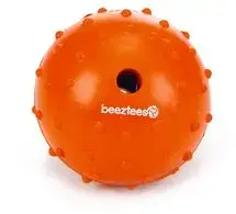 Beeztees bal massief met bel rubber 7x7x7cm oranje