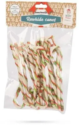 Beeztees hondensnack kerst rawhide cane 20.5x7x30cm - afbeelding 2