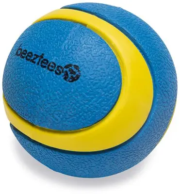 Beeztees hondenspeelgoed Fetch bal magnifiek rubber d6.3cm blauw/geel - afbeelding 1