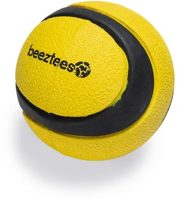 Beeztees hondenspeelgoed Fetch bal Magnifiek rubber d6.3cm zwart/geel - afbeelding 1