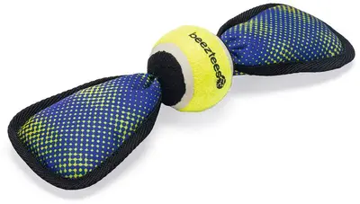 Beeztees hondenspeelgoed Fetch Wing tennisbal nylon 30x9.5x6.3cm blauw/geel - afbeelding 1