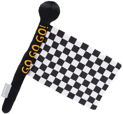 Beeztees hondenspeelgoed finish vlag pluche/krinkel 36x28x4cm zwart/wit