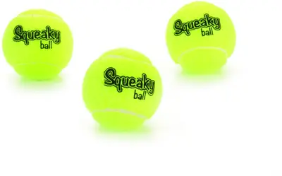 Beeztees hondenspeelgoed tennisballen met pieper vilt d6.5cm geel 3 stuks - afbeelding 1