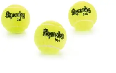 Beeztees hondenspeelgoed tennisballen met pieper vilt d6.5cm geel 3 stuks