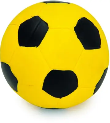Beeztees hondenspeelgoed voetbal 8.5x8.5x8.5cm zwart/geel