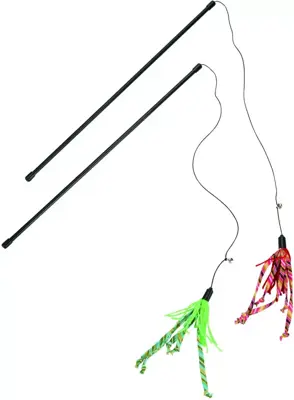 Beeztees kattenhengel streepstaart nylon 50cm – 2 kleuren - afbeelding 1