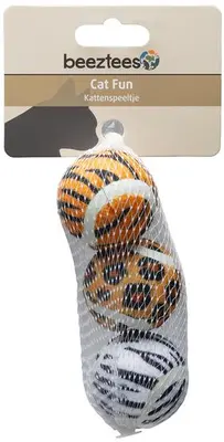 Beeztees kattenspeelballen Jungle print rubber/nylon d4.5h4.5cm multi a3 3 kleuren - afbeelding 1