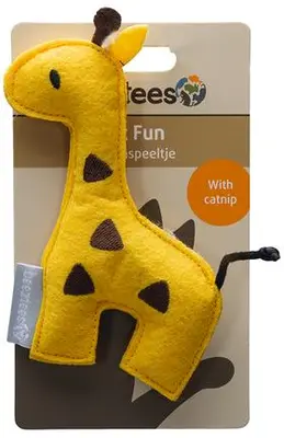 Beeztees kattenspeelgoed Jungle giraf Cody vilt 17x14x1.5cm geel - afbeelding 2