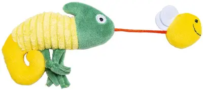 Beeztees kattenspeelgoed Jungle kameleon Noeki pluche 19x8x2cm geel/groen
