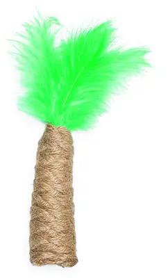 Beeztees kattenspeelgoed Jungle palmboom touw/veren 20x4x3cm bruin/groen - afbeelding 1