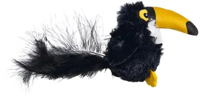 Beeztees kattenspeelgoed Jungle toekan Kanoe pluche 20x10x5cm zwart - afbeelding 1