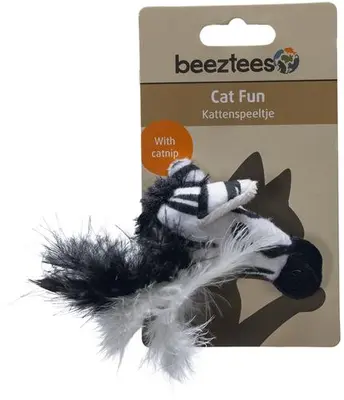 Beeztees kattenspeelgoed Jungle zebra Sazu pluche 16x8x5cm zwart/wit - afbeelding 2