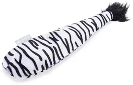 Beeztees kattenspeelgoed Jungle zebrastaart pluche 30x8x3cm zwart/wit - afbeelding 3