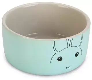 Beeztees konijnenvoerbak keramiek 12x12x5.5cm grijs/mint