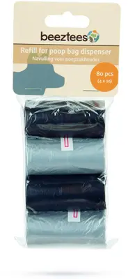 Beeztees navulling voor poepzakhouder plastic 6x3x3cm zwart/grijs 4x20stuks - afbeelding 1