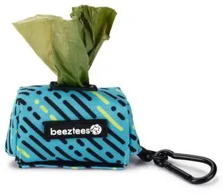 Beeztees poepzakhouder Frany nylon incl. 15 zakjes 7.5x3.5x4cm blauw