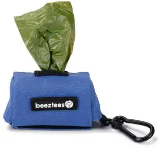 Beeztees poepzakhouder Limpa nylon incl. 15 zakjes 7.5x3.5x4cm blauw