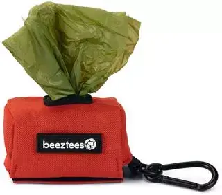 Beeztees poepzakhouder Limpa nylon incl. 15 zakjes 7.5x3.5x4cm rood