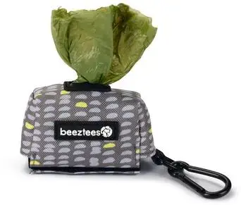 Beeztees poepzakhouder met zakjes nylon 7.5x3.5x4cm grijs