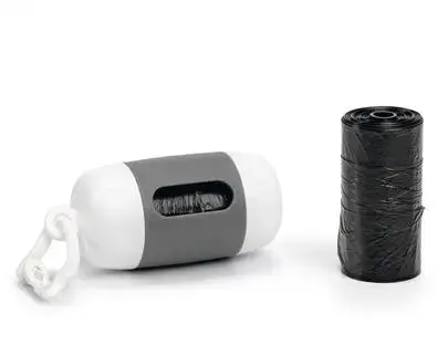 Beeztees poepzakhouder + poepzakken plastic 2x20st grijs