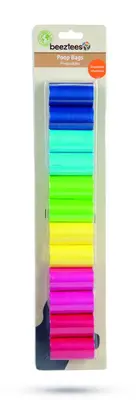 Beeztees poepzakjes navulling regenboog plastic 6x3x3cm multi kleur 12x20stuks - afbeelding 1
