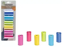 Beeztees poepzakjes navulling regenboog plastic 6x3x3cm multi kleur 6x12stuks