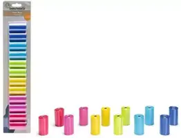 Beeztees poepzakjes navulling regenboog plastic 6x3x3cm multi kleur 12x20stuks