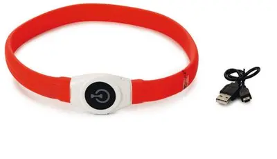 Beeztees safety gear hondenhalsband siliconen usb rood 65x2.5x1cm