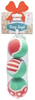 Beeztees tennisballen kerstprint 3 stuks vilt/rubber 6.3x6.3x6.3cm groen/rood - afbeelding 2
